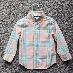 EUC Janie and Jack Pastel Plaid Button-down Shirt Spring Easter Size 2T